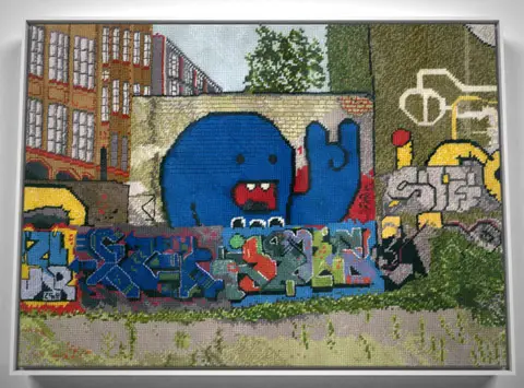 Jacquelyn Royal - Berlin 1 graffiti needlepoint
