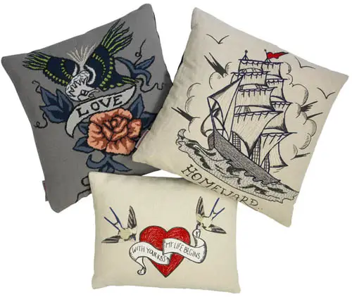 Fine Cell Work's Tattoo Inspired Cushions