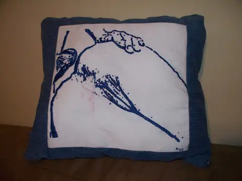 Hand Embroidered Cream Pie Cushion by Ruby 42