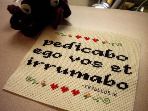 pedicabo ego vos et irrumabo cross stitch sampler by m00nshine