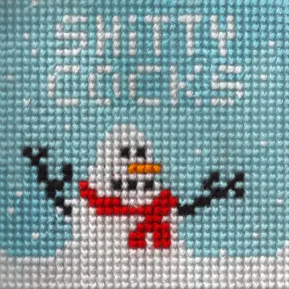 Crapestry - Snowman Cocks needlepoint