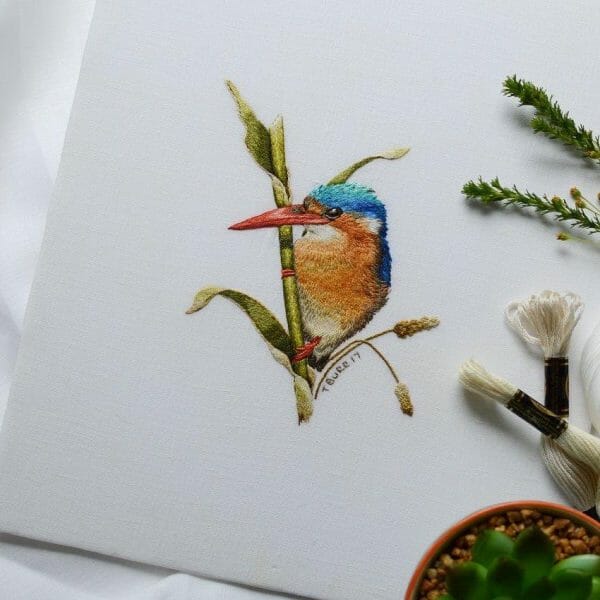 Trish Burr Kingfisher Hand Embroidery