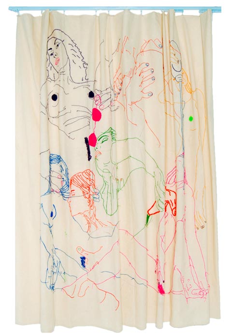 Pita Garcia - Cortina hand embroidered shower curtain