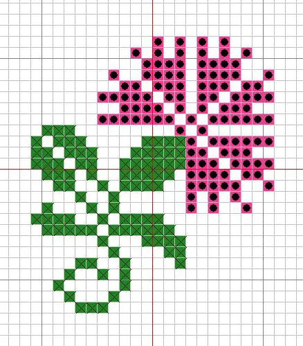 Combination colour and symbol cross stitch pattern