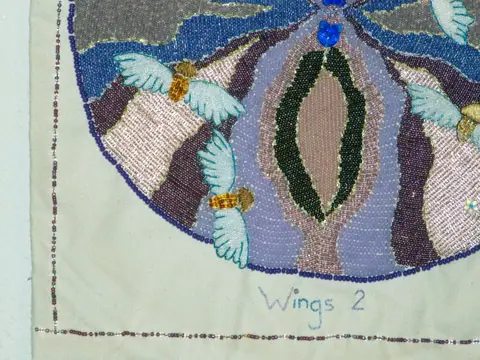 Lorrie Herranz, Wings 2 beaded embroidery detail