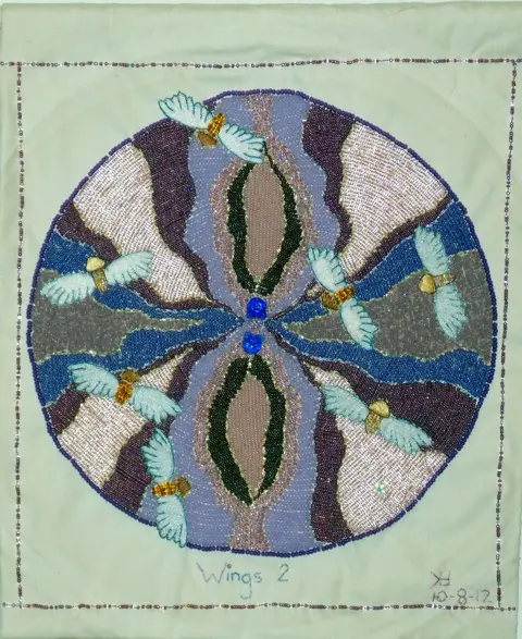 Lorrie Herranz, Wings 2 beaded embroidery