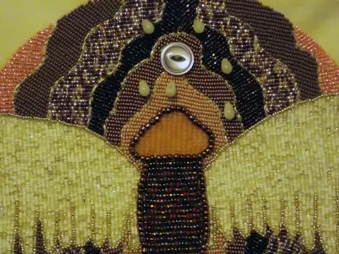 Lorrie Herranz, Wings 3 beaded embroidery detail