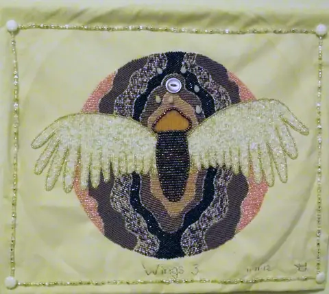 Lorrie Herranz, Wings 3 beaded embroidery