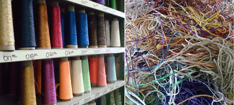 We save threads leftover from the manufacturing, coning, or spooling process.