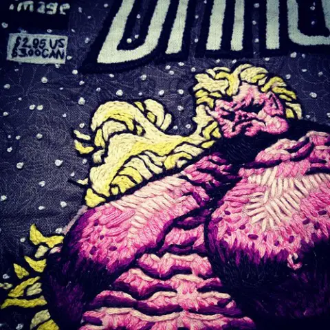 hEisK's hand embroidered Savage Dragon cover detail