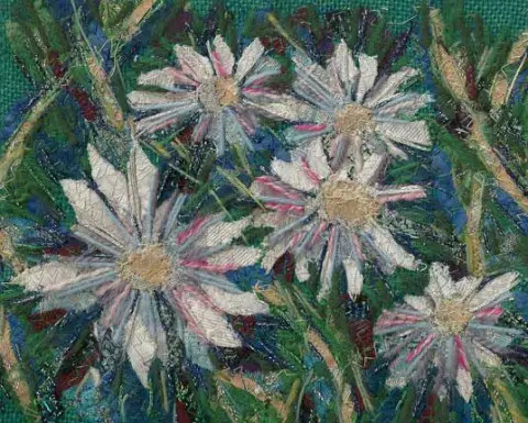 Richard Box - Daisies - Fabric Collage with Machine and Hand Embroidery