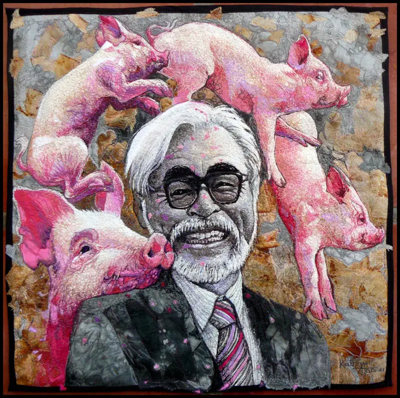 The Pigness in Us All. Fabric and thread. 50cm X 50cm (Not for sale)