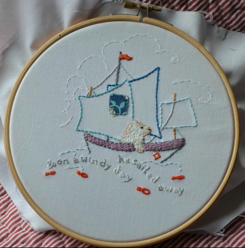 Polar Bear, hand embroidery.