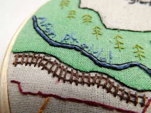 Devils Bridge (detail) by Alex Hughes (Hand embroidery)