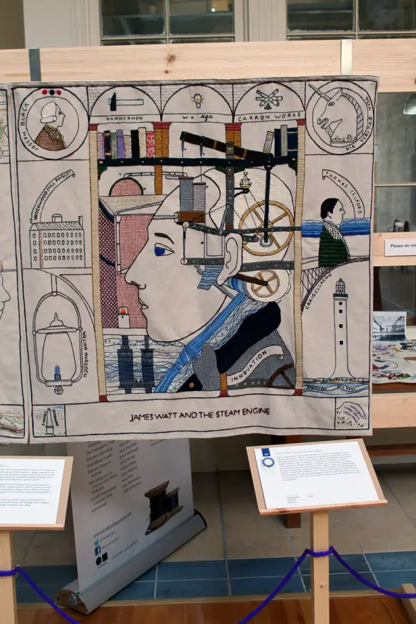 James Watt panel at the Great Tapestry of Scotland