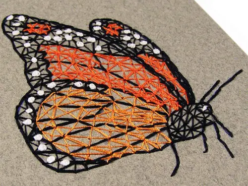 Monarch Butterfly Notepad (detail) by Fabulous Cat Papers (Hand embroidery)