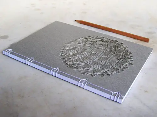 Sacred Geometry Notebook by Fabulous Cat Papers (Hand Embroidery)