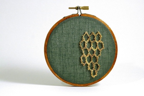 Honeycomb by Harp and Thistle (Punchneedle embroidery)