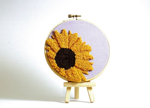 Sunflower by Harp and Thistle (Punchneedle embroidery)