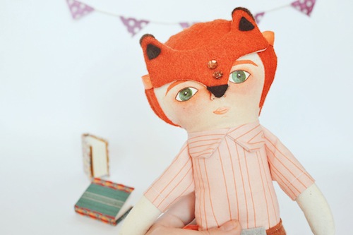 Mask Fox Boy Doll by Mandarinas de Tela (Soft Sculpture)