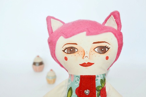 Cat Girl by Mandarinas de Tela (Soft Sculpture)