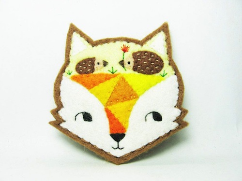Fox Mind - The Paved Way to Hedgehog Love Brooch by Alina Bunaciu (Hand Embroidery)