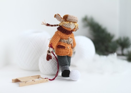 Boy with Sledge Art Doll by FancyKnittles (Crochet)