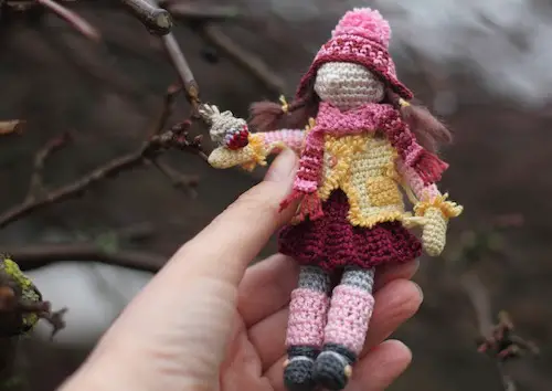 Girl and Robin Art Doll by FancyKnittles (Crochet)