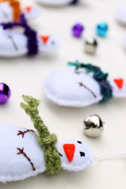 Snowmen Tree Decorations by The Ladybird Tree (Hand Embroidery)