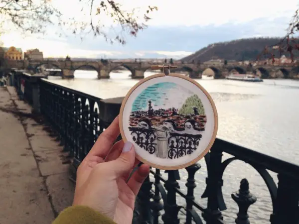 Teresa Lim - Sew Wanderlust Charles Bridge, Prague - Hand Embroidery