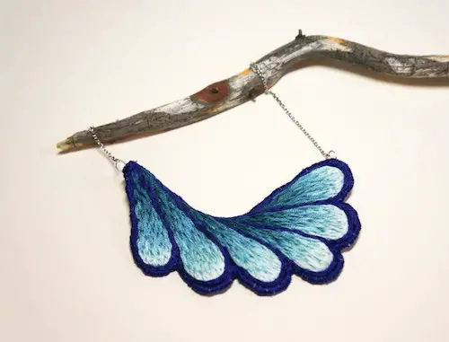 Blue Gradient Necklace by The Neon Forest (Hand Embroidery)