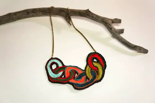 Chain Necklace by The Neon Forest (Hand Embroidery)