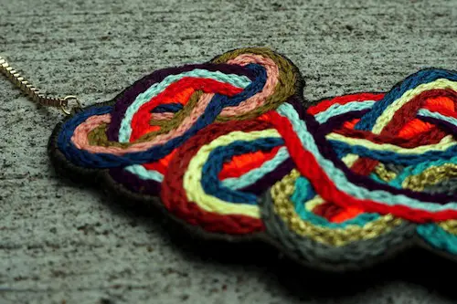 Tangled Up Necklace by The Neon Forest (Hand Embroidery)