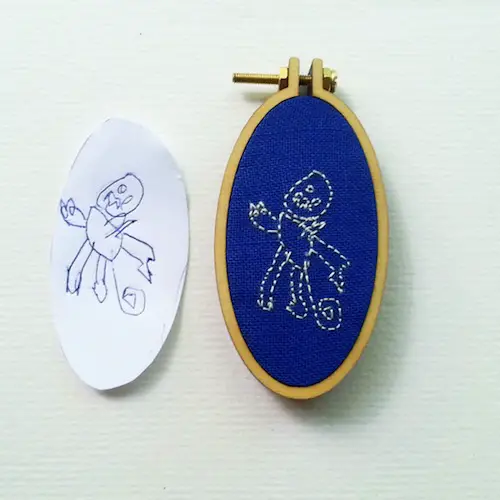 Custom Child's Artwork Pendant by Heartful Stitches (Hand Embroidery)