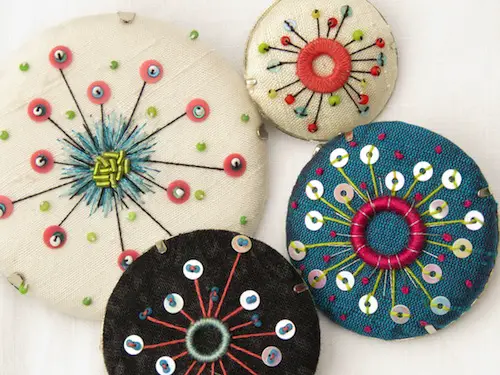 1950's style Atomic Brooches by Marg Dier Embroidery (Hand Embroidery)