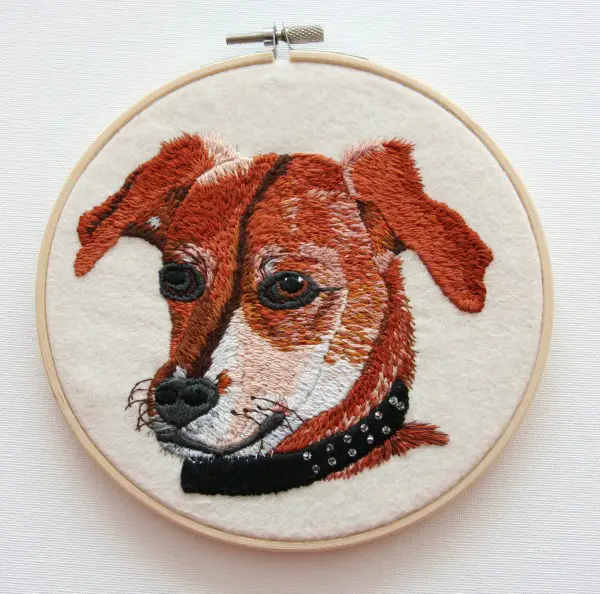 Lissy, hand embroidered portrait. 
