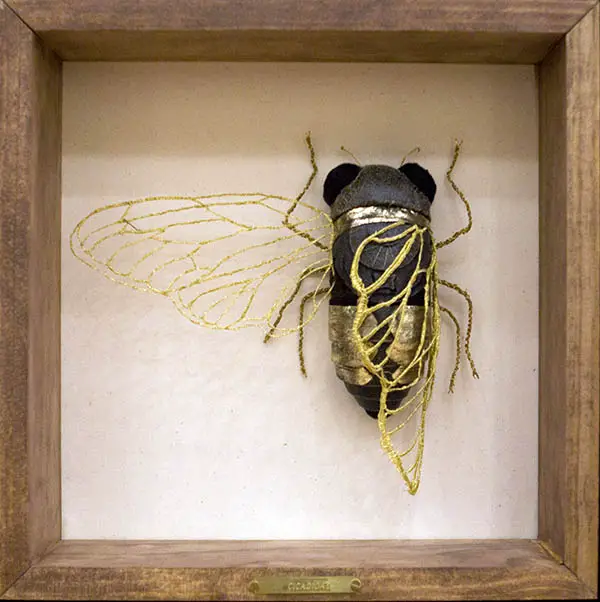 Embroidered cicada by Jenna Lagonigro