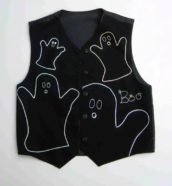Use iron-on glow-in-the-dark thread to make a quick Halloween costume.