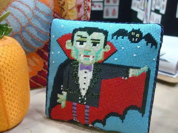 This fabulous needlepoint design by Labors Of Love is perfect for glow-in-the-dark elements such as the bat's eyes, stars in the sky, even dracula's face, eyes, and hands.