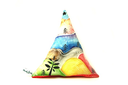 Mini Mountain Cushion by Emma Allard Smith (Machine Embroidery)