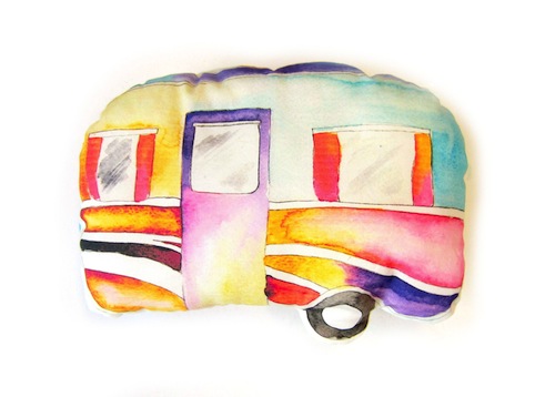 Mini Caravan Cushion by Emma Allard Smith (Machine Embroidery)