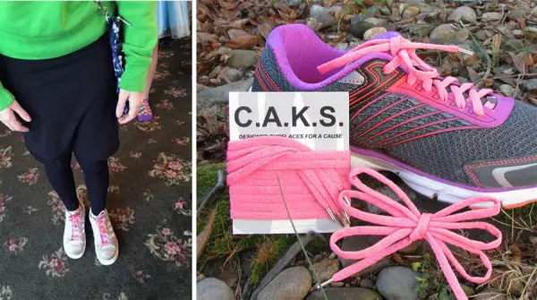 The new C.A.K.S. Laces made from Kreinik glow-in-the-dark thread are durable, washable, have metal tips, and come in two lengths.