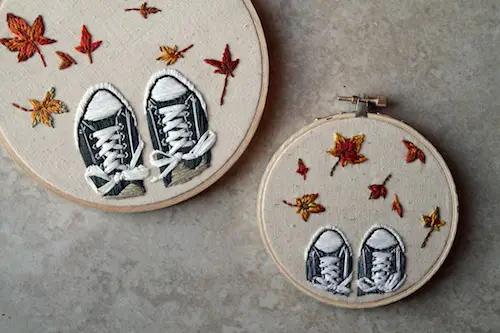 IttyBittyBunnies - Autumn Leaf Shoes Embroidery