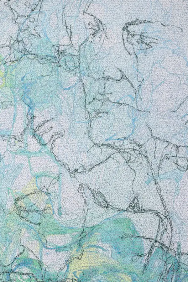 Stewart Kelly - Face to Face 1 (detail), Ink and Machine Embroidery on Paper