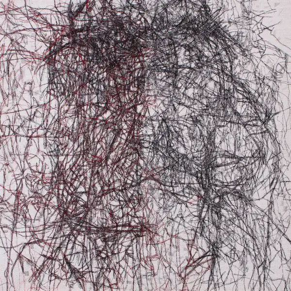 Stewart Kelly - Trace 10, Ink, Wax and Machine Embroidery on Paper