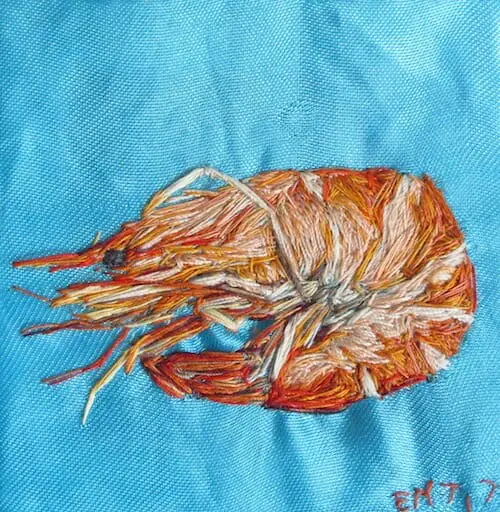 Emily Tull - Prawn - Hand Embroidery