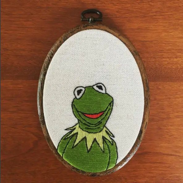 Kermit the Frog Hand embroidery by Renata Ocampo