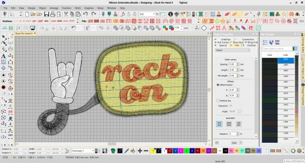 Rock On Hand Embroidery Design from Erich Campbell's The Only Stitch - In Digitizing Software