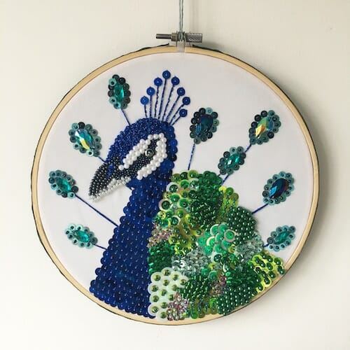 Textiles By Becca - Peacock Embroidery Hoop