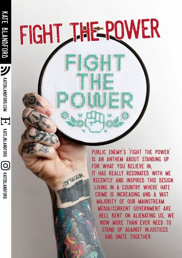 Kate Blandford's Fight The Power pattern for XStitch Issue 1
